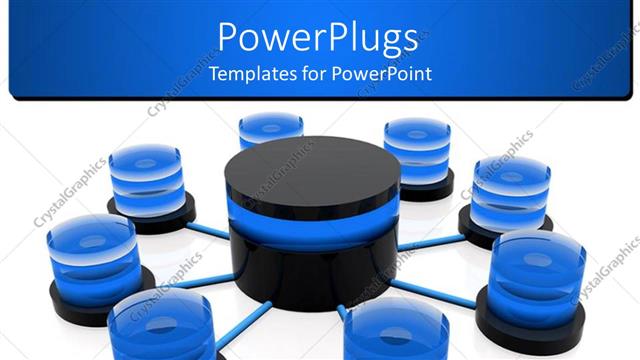  Presentation with database - Database structure rotate, mix of blue black and white colors