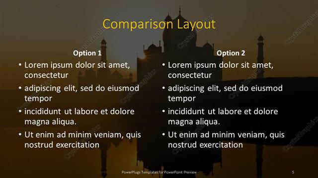 Comparison presentation slide layout