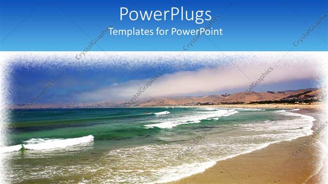  Presentation with light waves - Day light view of a beach with sea waves on its shore