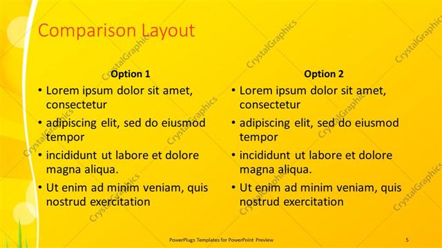 Comparison presentation slide layout