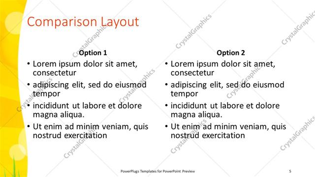 Comparison presentation slide layout
