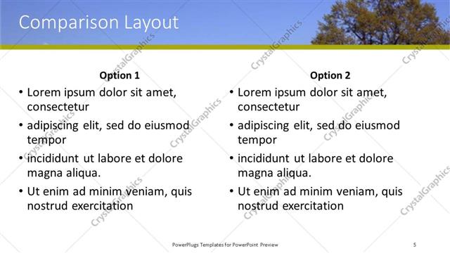 Comparison presentation slide layout