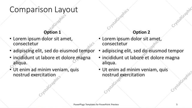Comparison presentation slide layout