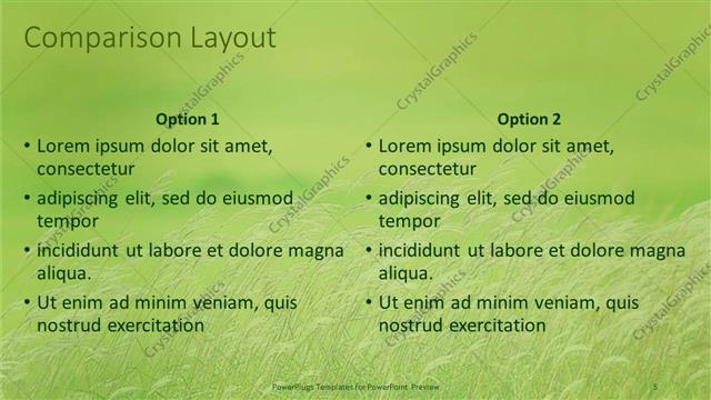 Comparison presentation slide layout