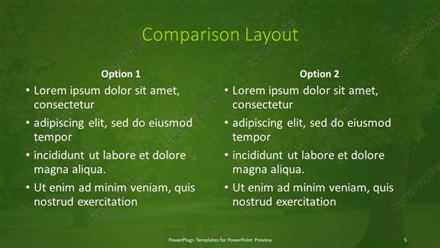 Comparison presentation slide layout