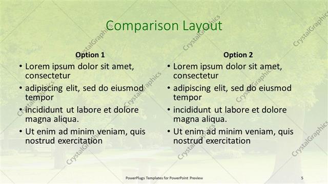Comparison presentation slide layout