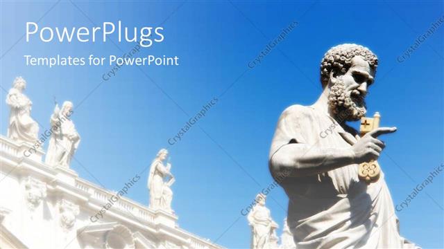  Presentation with time - Day time view of a big statue of a saint