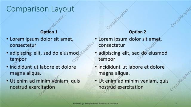 Comparison presentation slide layout