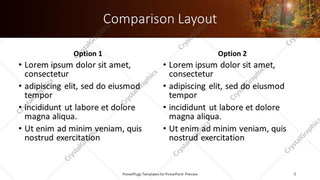 Comparison presentation slide layout
