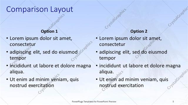 Comparison presentation slide layout