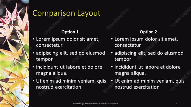 Comparison presentation slide layout