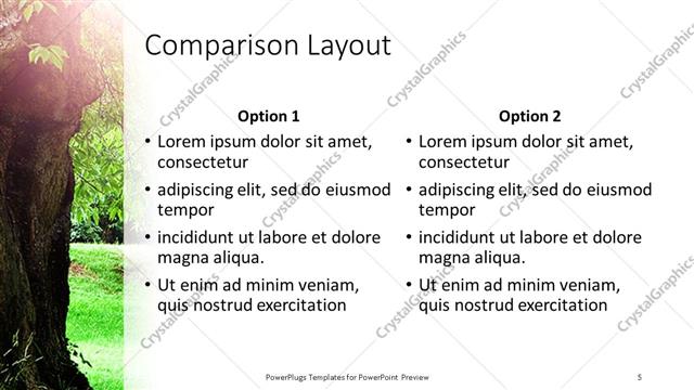 Comparison presentation slide layout