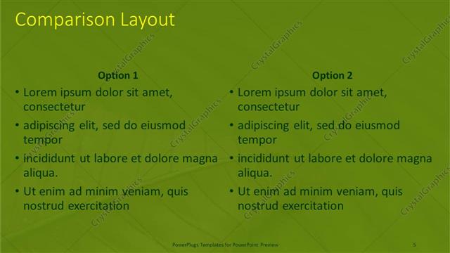Comparison presentation slide layout