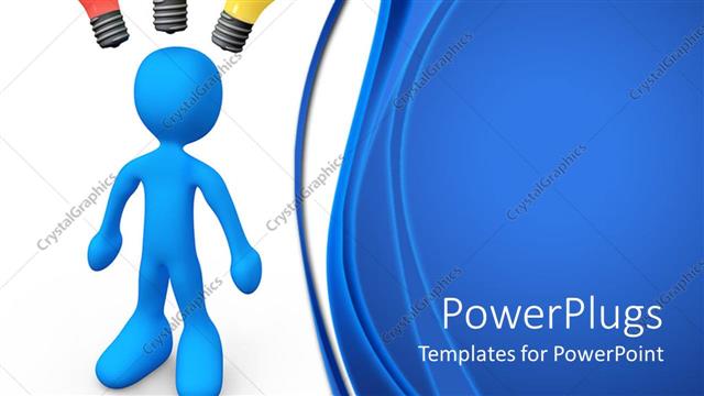  Presentation with decision making - Decision making metaphor with blue man with light bulbs over head