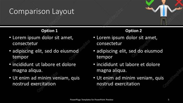 Comparison presentation slide layout
