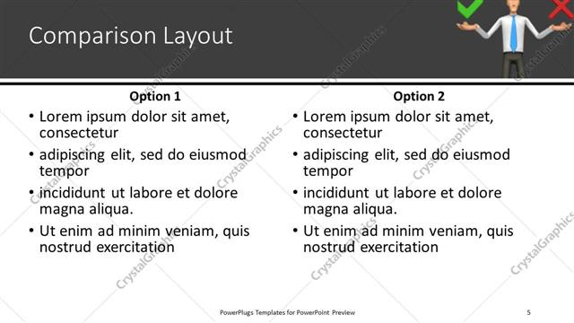 Comparison presentation slide layout