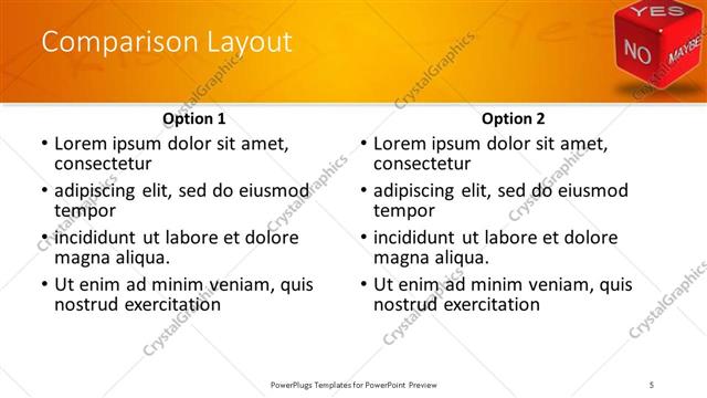 Comparison presentation slide layout