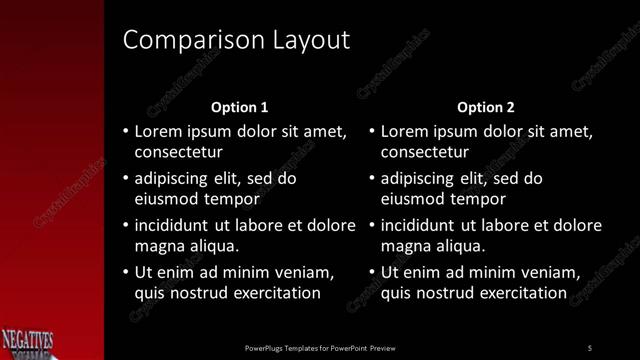 Comparison presentation slide layout