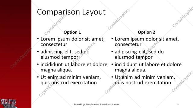 Comparison presentation slide layout