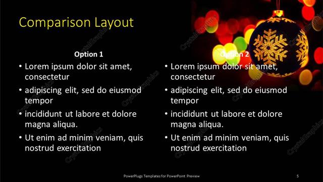 Comparison presentation slide layout