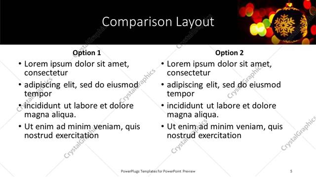 Comparison presentation slide layout