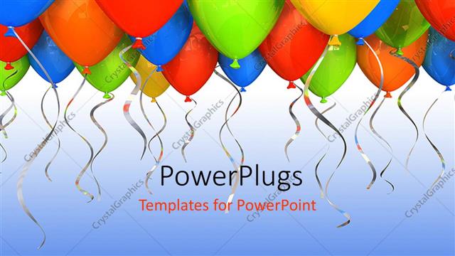  Presentation with balloons - Decoration of colorful 3D balloons with blue color