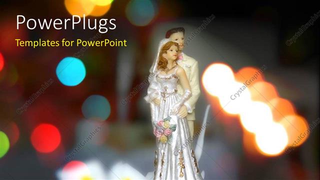  Presentation with decor - A decoration related to wedding with lights in the background