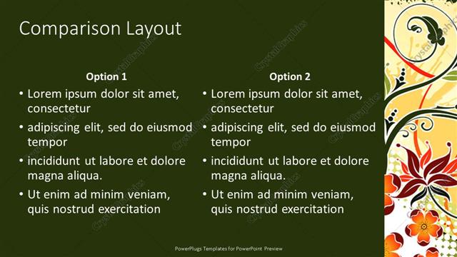 Comparison presentation slide layout
