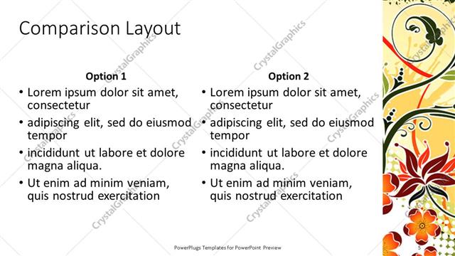Comparison presentation slide layout