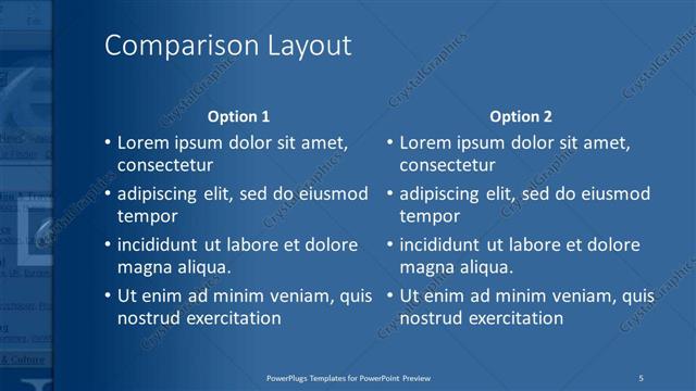 Comparison presentation slide layout