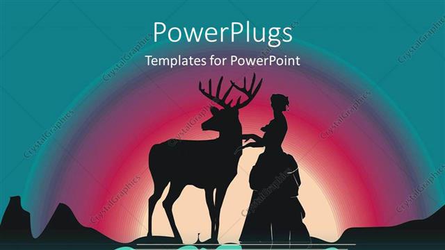  Presentation with warrior - A deer with a warrior and rainbow in the background