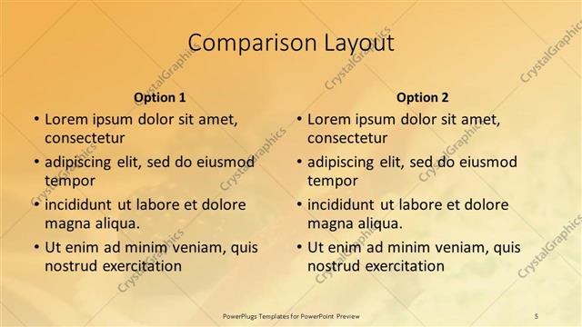 Comparison presentation slide layout