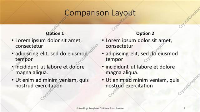 Comparison presentation slide layout