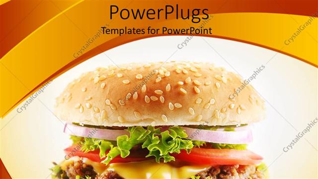  Presentation with burger - A delicious looking burger with a lot of vegetables and meet