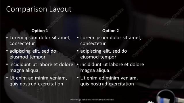 Comparison presentation slide layout