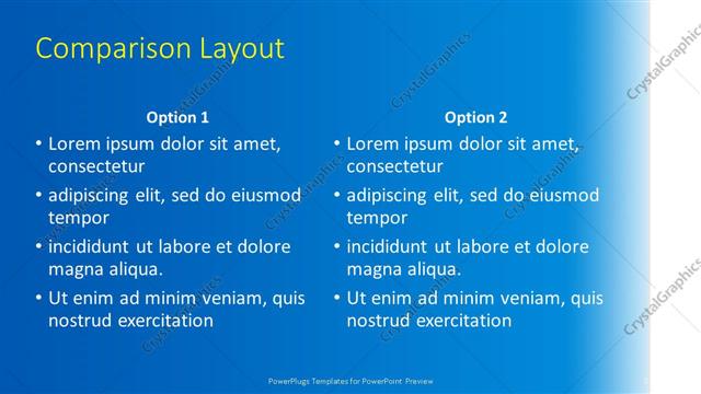 Comparison presentation slide layout