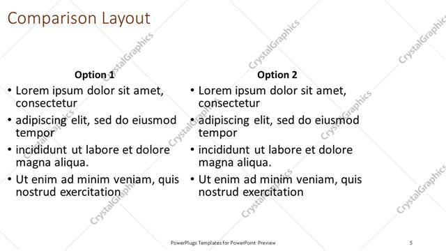 Comparison presentation slide layout