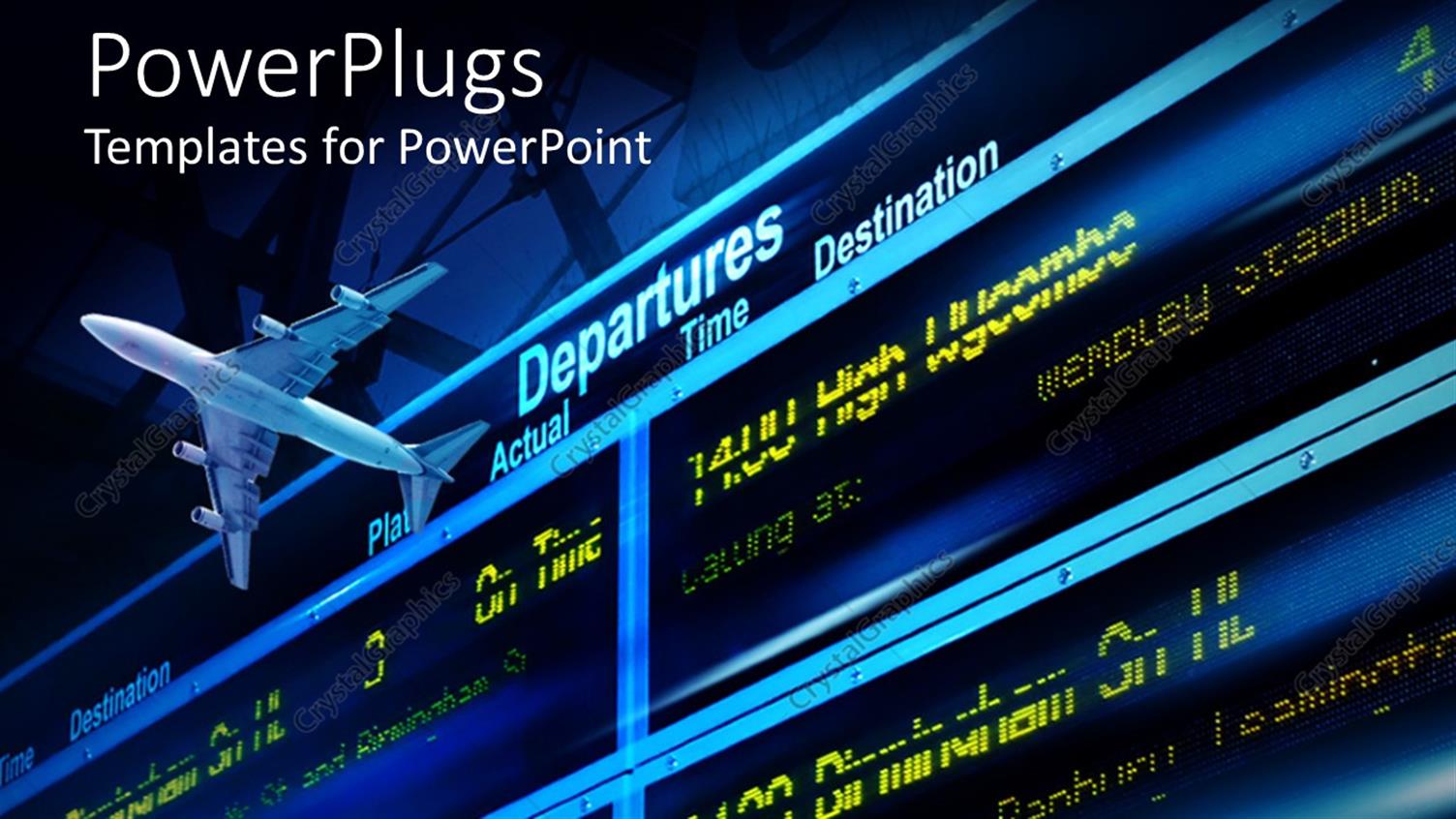 Featuring the Departure of an Airplane with Information Board in the Background