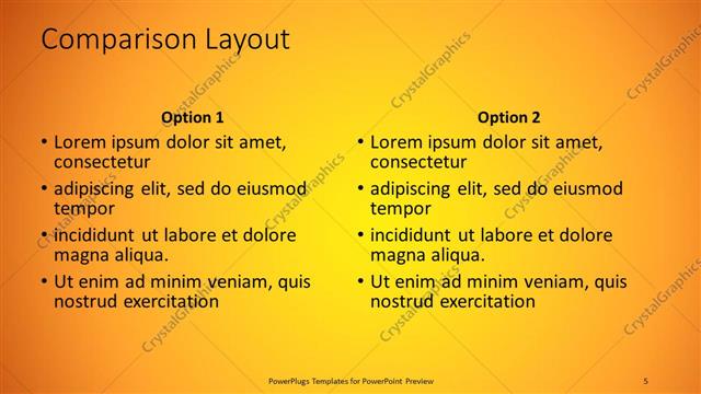 Comparison presentation slide layout