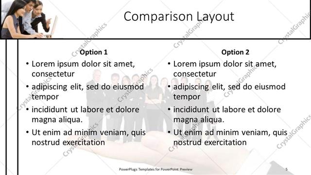 Comparison presentation slide layout