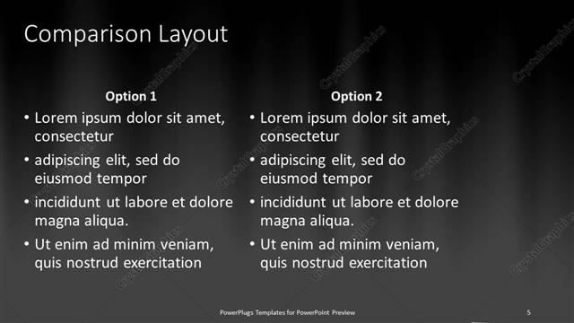 Comparison presentation slide layout