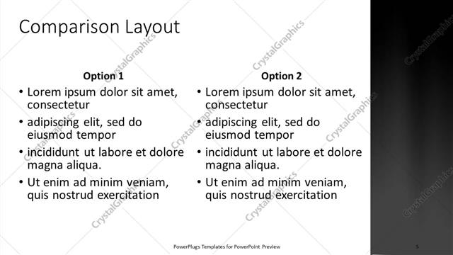 Comparison presentation slide layout