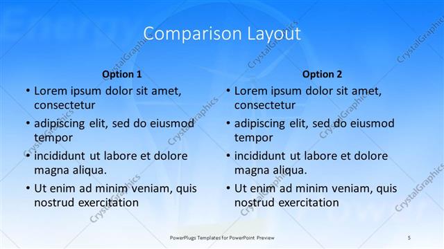 Comparison presentation slide layout