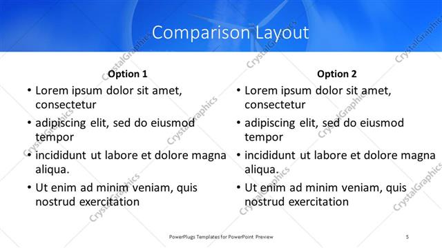 Comparison presentation slide layout