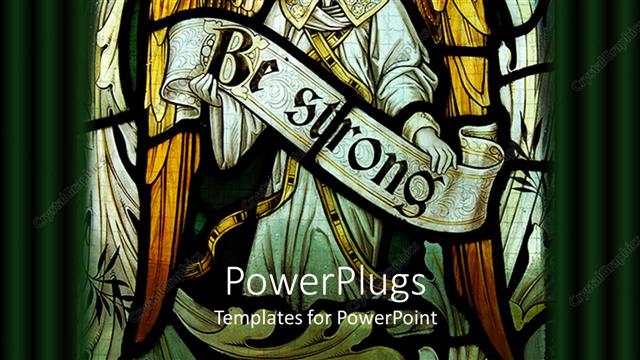  Presentation with strong - A depiction of an angel holding a sign of being strong