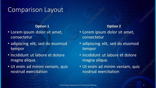 Comparison presentation slide layout
