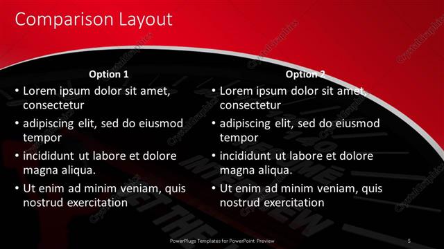 Comparison presentation slide layout