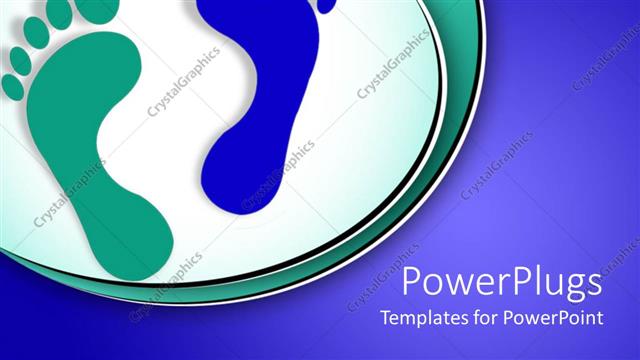  Presentation with art - Depiction art  green and blue foot print with isolated background