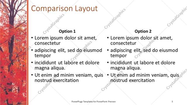 Comparison presentation slide layout