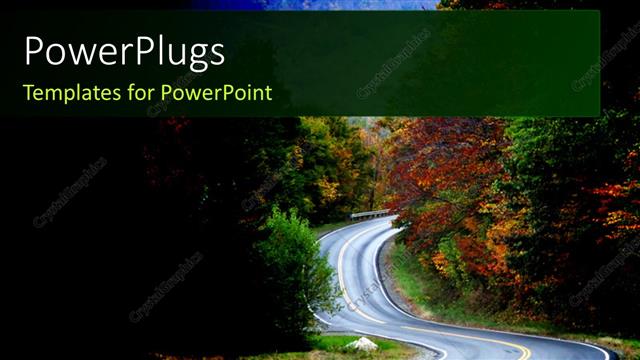  Presentation with autumn - Depiction of autumn with curvy road through autumn trees